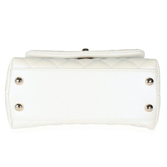 Chanel 20k Iridescent Ivory Quilted Caviar Extra Mini Coco Handle Flap Bag - Picture 5 of 8